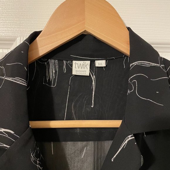 Simons - black/white  blouse - size large - NEW - Picture 6 of 7